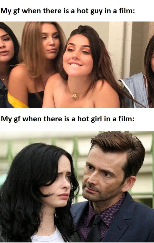 jessica jones kilgrave meme template - My gf when there is a hot guy in a film My gf when there is a hot girl in a film