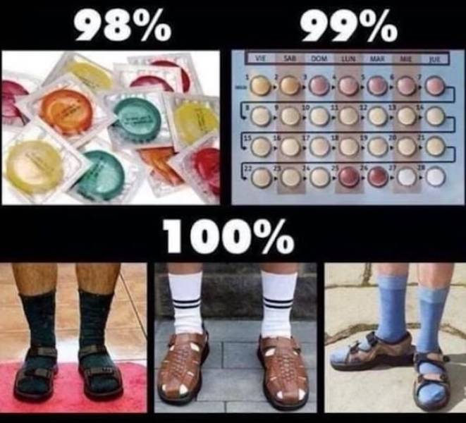 sandals birth control meme