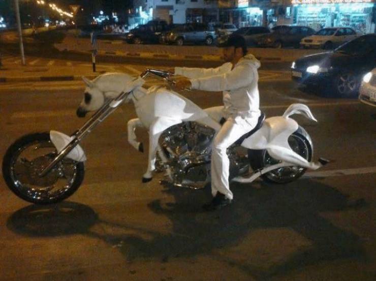 white horse bike