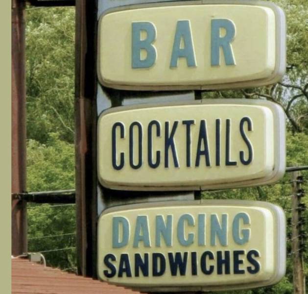 street sign - Bar Cocktails Dancing Sandwiches