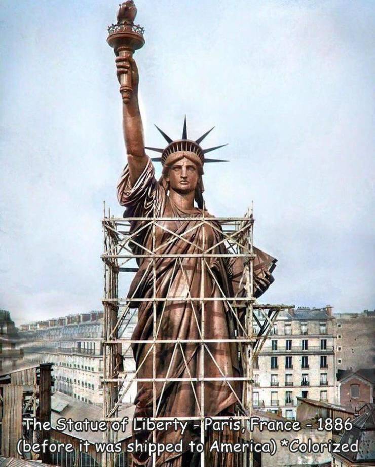statue of liberty national monument - The Statue of Liberty Paris, France 1886 before it was shipped to America Colorized Him