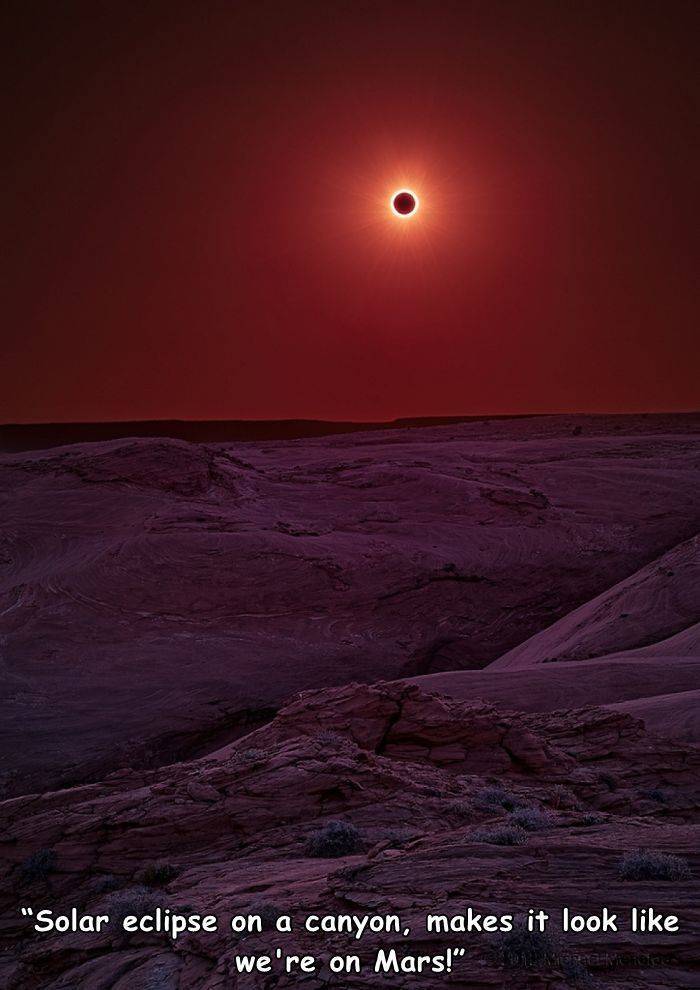 sky - "Solar eclipse on a canyon, makes it look we're on Mars!"