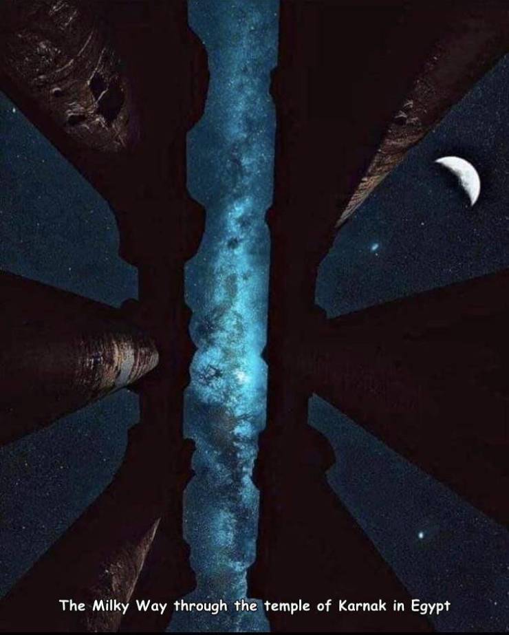 The Milky Way through the temple of Karnak in Egypt