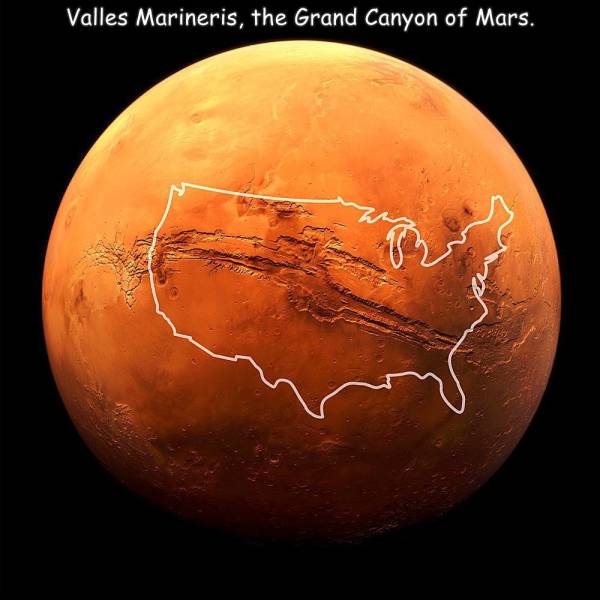 funny cool and random pics - greatest canyon in solar system - Valles Marineris, the Grand Canyon of Mars.
