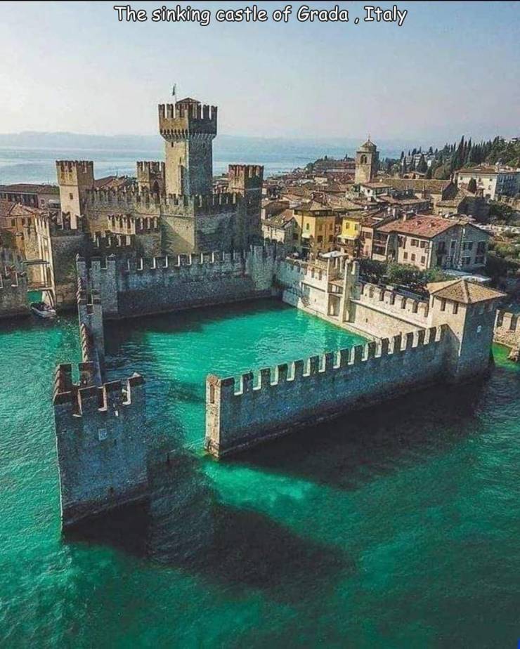 funny cool and random pics - rocca scaligera - The sinking castle of Grada , Italy In