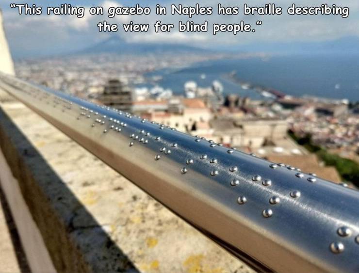 fixed link - "This railing on gazebo in Naples has braille describing the view for blind people."