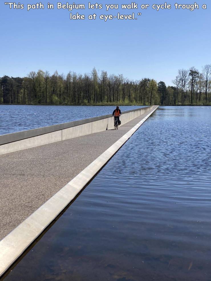 water resources - a This path in Belgium lets you walk or cycle trough lake at eyelevel.