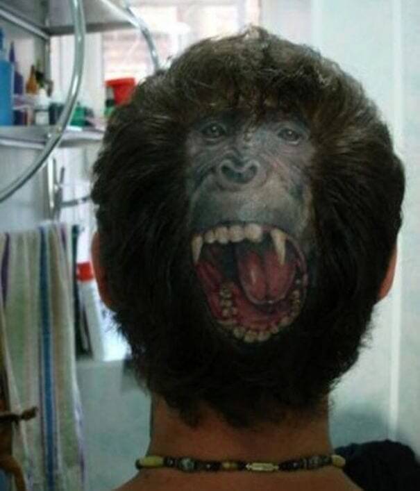 tattoo face on back of head -