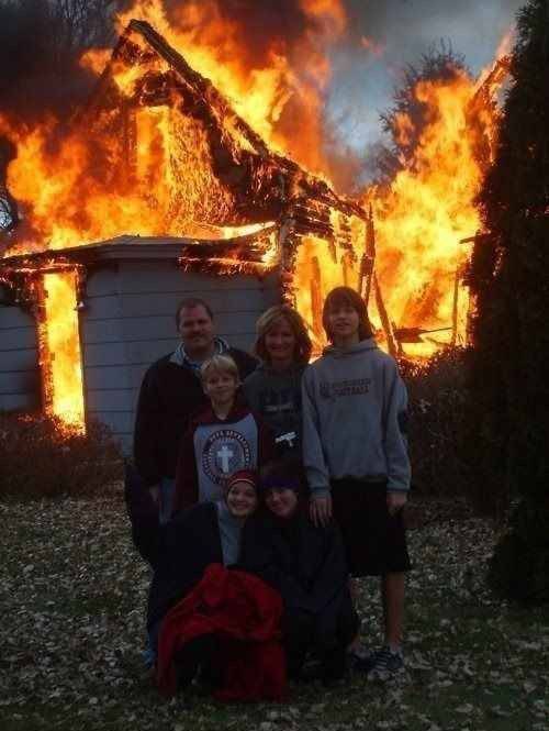 random pics - burning home