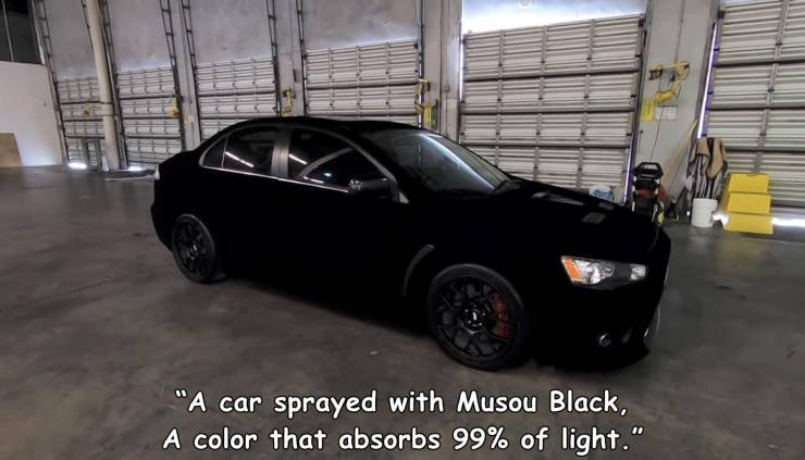 fun killer pics - funny photos - lancer musou black - "A car sprayed with Musou Black, A color that absorbs 99% of light."