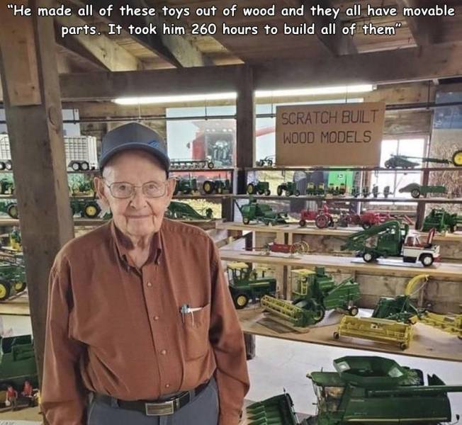funny and cool pics - produce - "He made all of these toys out of wood and they all have movable parts. It took him 260 hours to build all of them" Scratch Built Wood Models