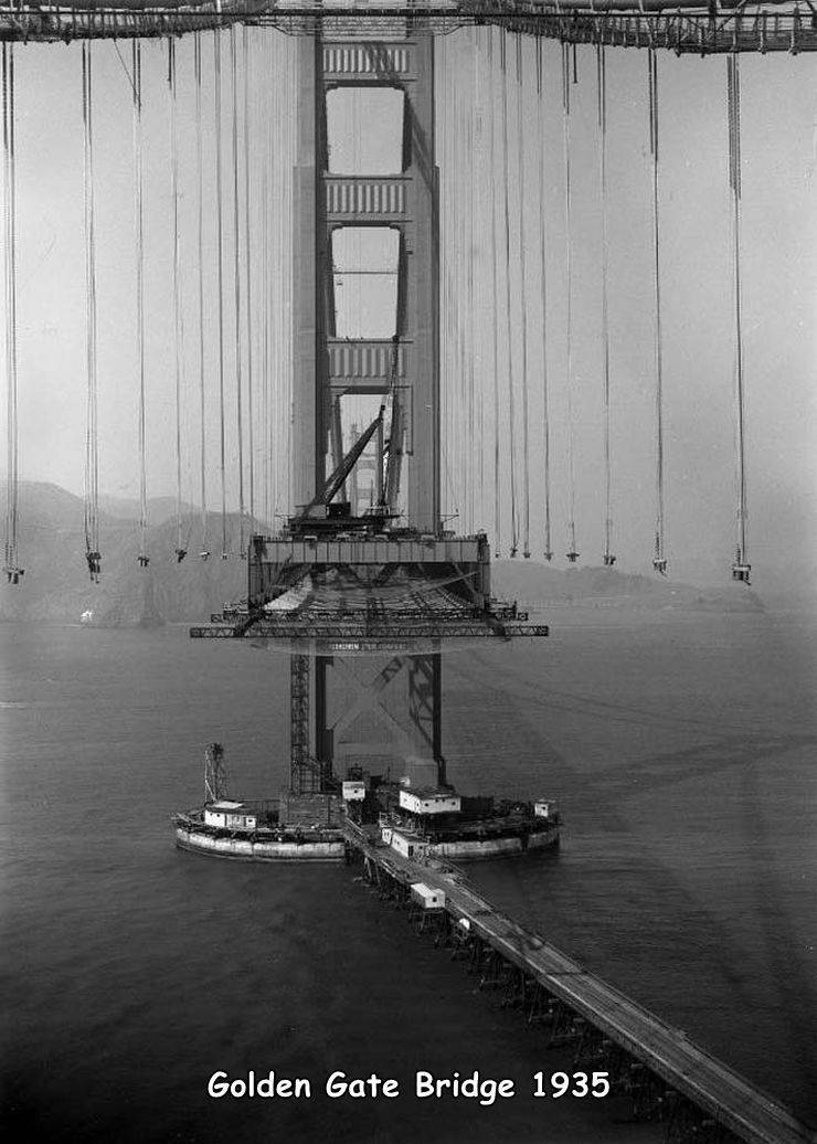 funny and cool pics - golden gate bridge under construction 1935 - Golden Gate Bridge 1935