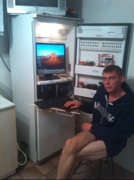 cool random pics - computer in fridge -