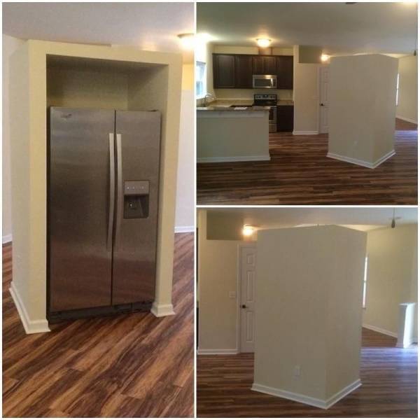 funny photos - fridge in middle of kitchen
