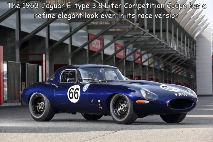 funny pics - The 1963 Jaguar Etype 3.8 Liter Competition Coupe has a refine elegant look even in its race version 66 Po