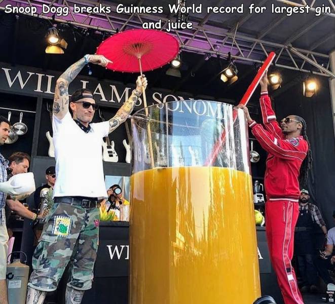 funny pics - fun randoms - snoop dogg biggest gin and juice - Snoop Dogg breaks Guinness World record for largest gin and juice Wii Lama Sonomy W