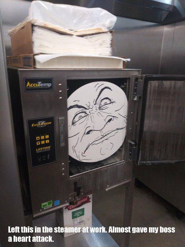 funny pics - fun randoms - kitchen appliance - coulemp Evchon Lifetime Der See Ge Left this in the steamer at work. Almost gave my boss a heart attack.