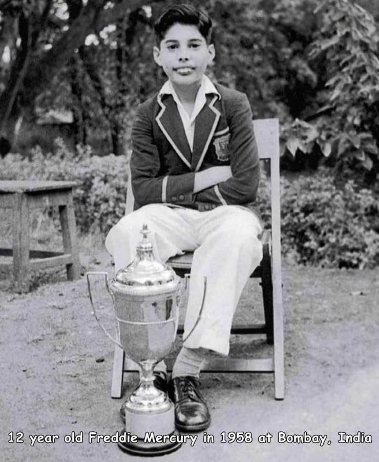 funny pics - fun randoms - freddie mercury young - 12 year old Freddie Mercury in 1958 at Bombay, India