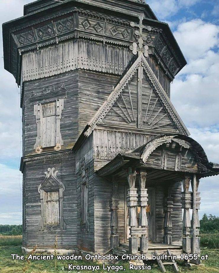 funny pics - fun randoms - krasnaya lyaga church - The Ancient wooden Orthodox Church, builtin 1655 at Krasnaya Lyaga, Russia