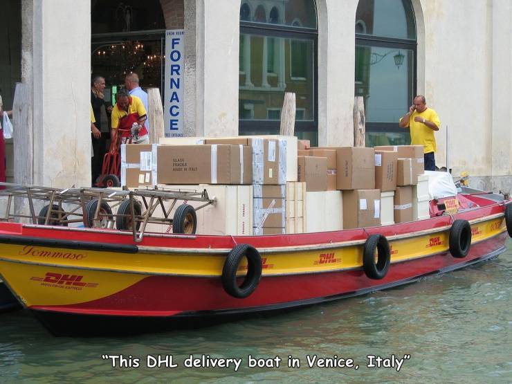 funny images - 12 Llozcow Face Tommaso "This Dhl delivery boat in Venice, Italy"