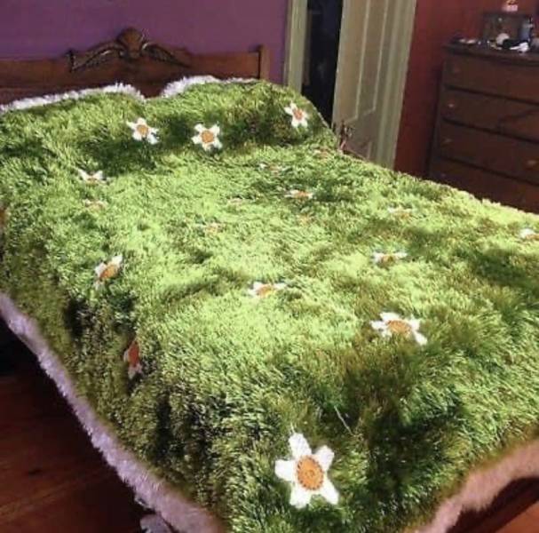 groovy photo prop bedspread green grass daisy blanket handmade crocheted