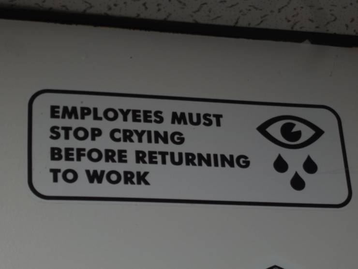 funny photos - fun pics - vehicle registration plate - Employees Must Stop Crying Before Returning To Work
