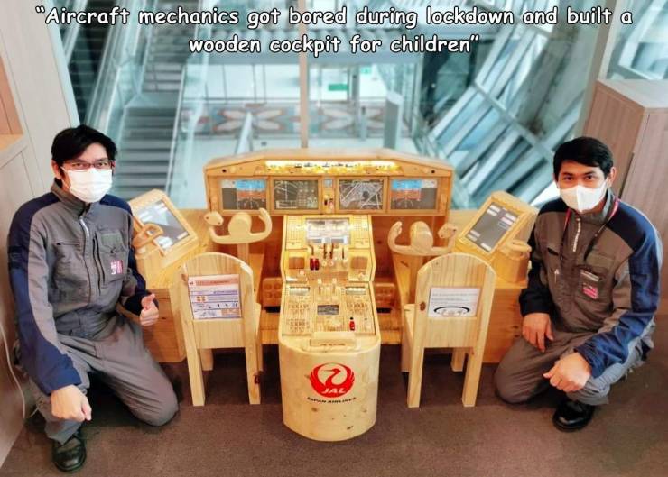 cool random pics - "Aircraft mechanics got bored during lockdown and built a wooden cockpit for children" 91 Al