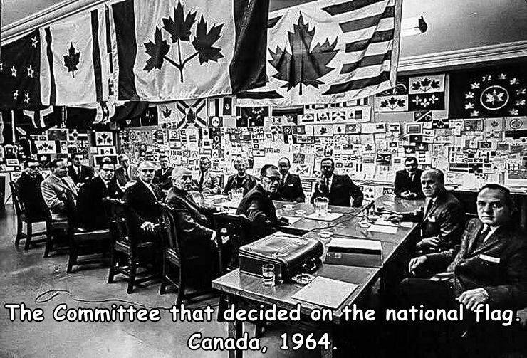 funny pics - fun randoms - monochrome photography - f 11 Poed The Committee that decided on the national flag. Canada, 1964.