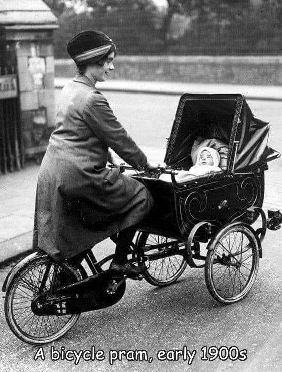 cool photos - fun randoms - pram meme - A bicycle pram, early 1900s