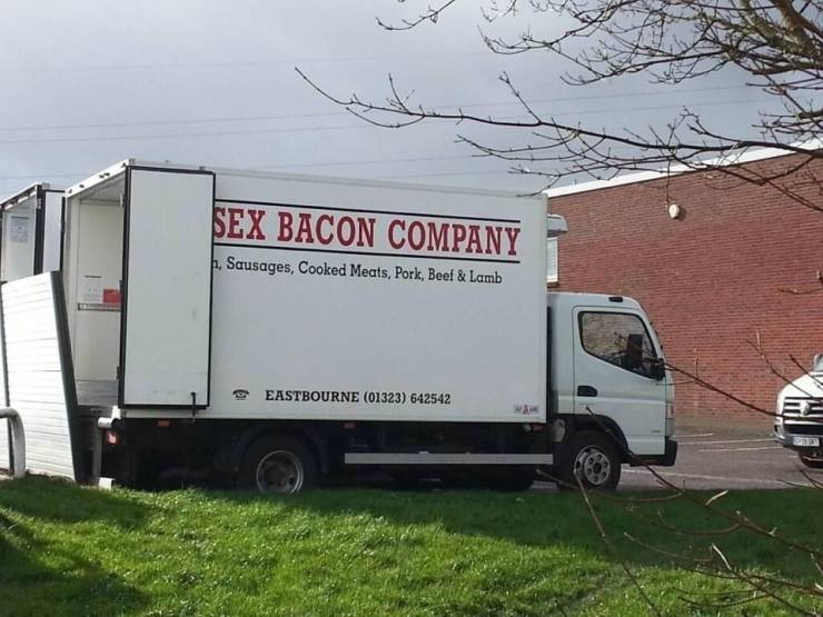 random pics - funny van signwriting - Sex Bacon Company 5. Sausages, Cooked Meats, Pork, Beef & Lamb Eastbourne 01323 642542