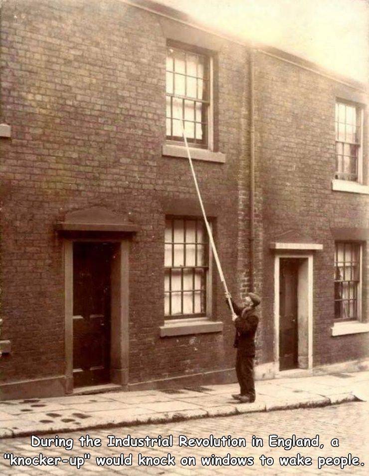 knocker upper cane - a During the Industrial Revolution in England, knockerupwould knock on windows to wake people.