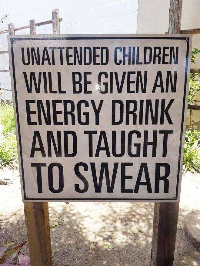 cool funny and wtf random pics - daly waters historic pub - Unattended Children Will Be Given An Energy Drink And Taught To Swear