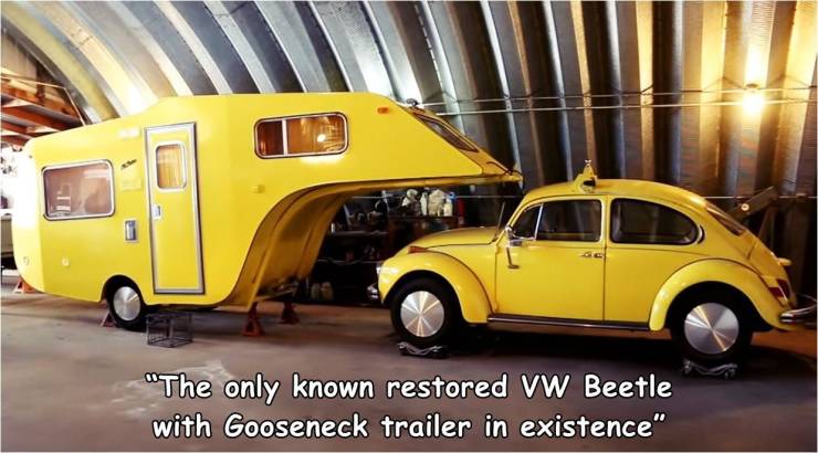 5th wheel camper for vw bug - Sta 1 The only known restored Vw Beetle with Gooseneck trailer in existence"