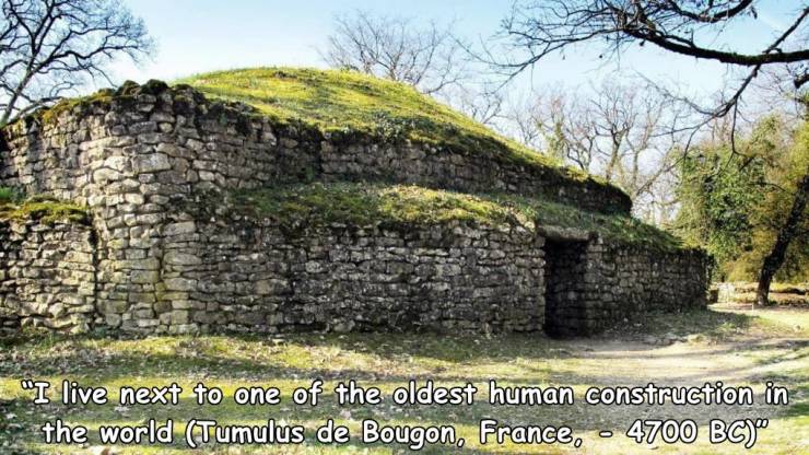 random pics - tumulus of bougon - "I live next to one of the oldest human construction in the world Tumulus de Bougon, France, 4700 Bc"