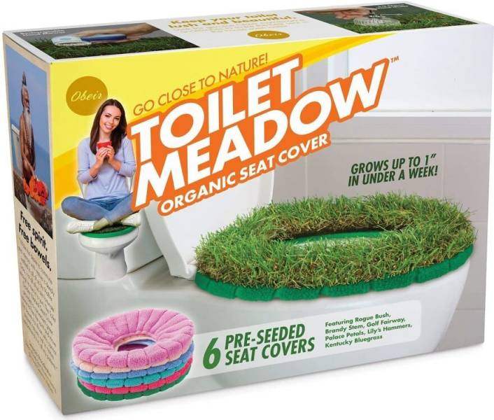 funny random pics - grass - Tm Obeir Go Close To Nature Toilet Meadow Grows Up To 1" In Under A Week! Organic Seat Cover Aaa Featuring Rogue Bush, Brandy Stem, Golf Fairway, Palace Petals, Lily's Hammers, 6 PreSeeded Seat Covers Rebecky holograma