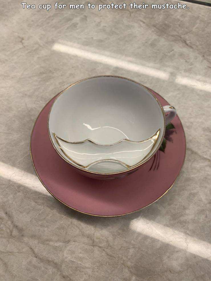 cool random pics and photos - plate - Tea cup for men to protect their mustache.