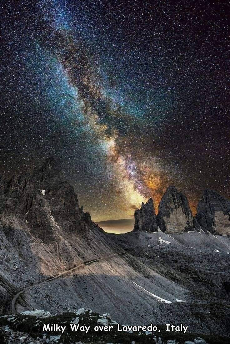 random pics - drei zinnen nature park - Milky Way over Lavaredo, Italy