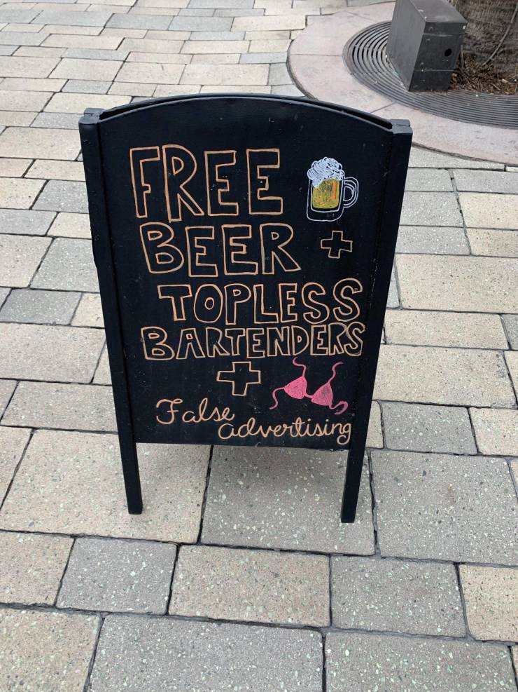 random pics - road surface - Free Beer Topless Bartenders Falseidvertising