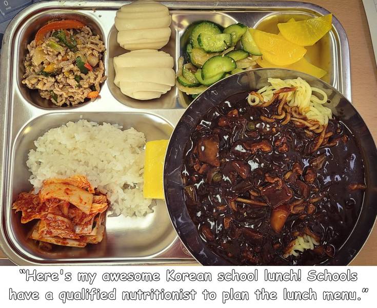 fun randoms - meal - 0 "Here's my awesome Korean school lunch! Schools have a qualified nutritionist to plan the lunch menu. 00