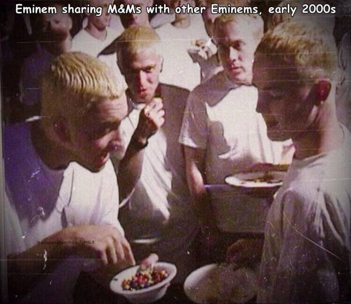 fun randoms - eminem sharing m&ms with other eminems - Eminem sharing M&Ms with other Eminems, early 2000s