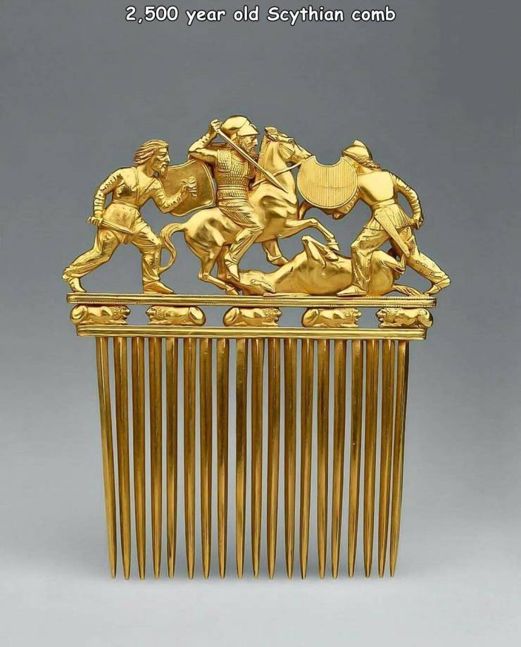 fun randoms - scythian golden comb - 2,500 year old Scythian comb