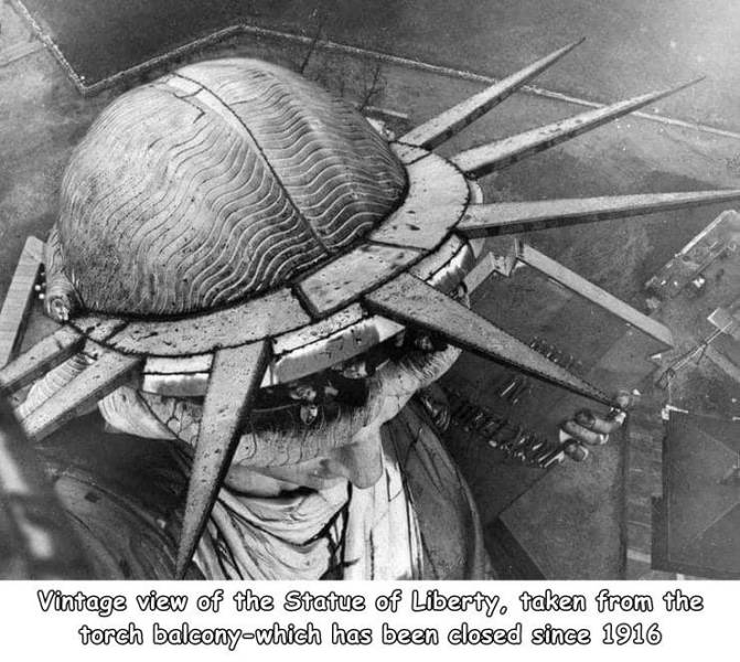 funny photos - rare historic - Vintage view of the Statue of Liberty. taken from the torch balconywhich has been closed since 1916