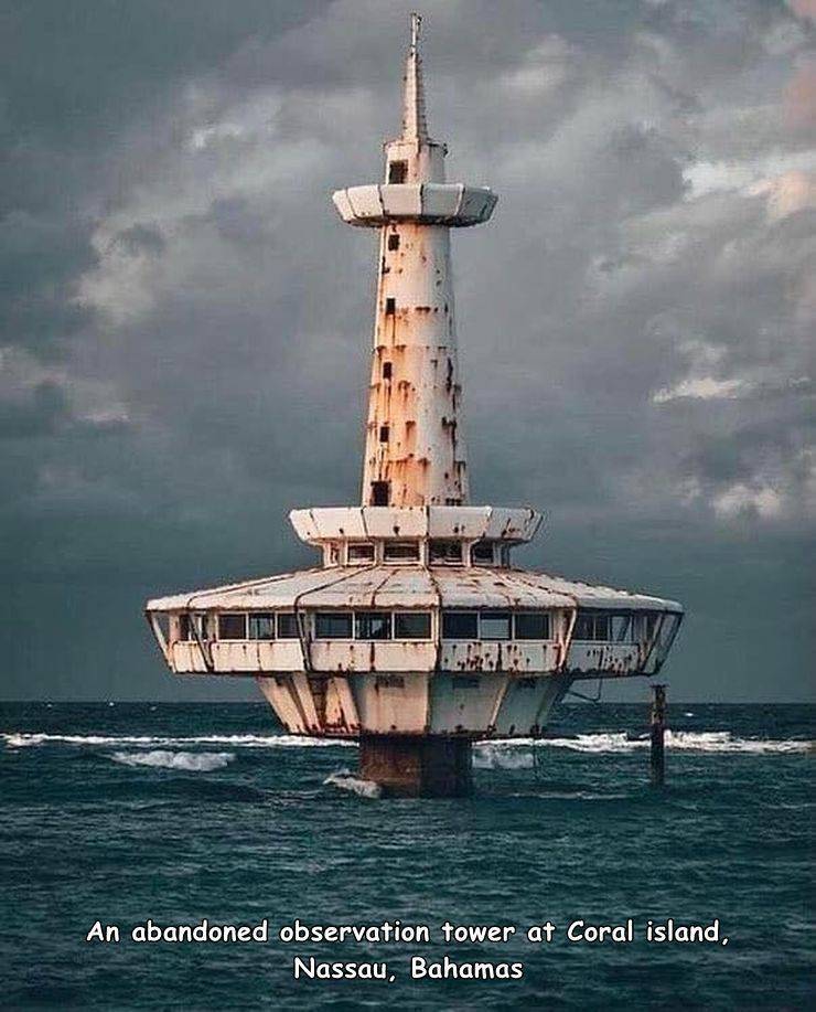 fun randoms - underwater observation tower - An abandoned observation tower at Coral island, Nassau, Bahamas