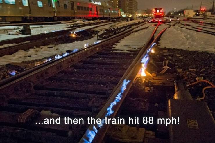 nyc train tracks fires - ...and then the train hit 88 mph!