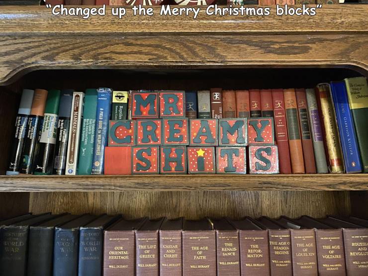 public library - "Changed up the Merry Christmas blocks" En Mammals Reptiles Di need 1 Dan saha The A Field Guide 18 Wildflowers Mr Greamy Sa Liis De Garrian Kelion Sistory Srld World War Our Oriental Heritage The Life Ob Greece Caesar And Christ The Age 