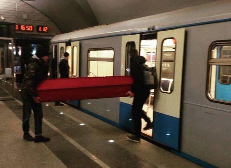 coffin on a train