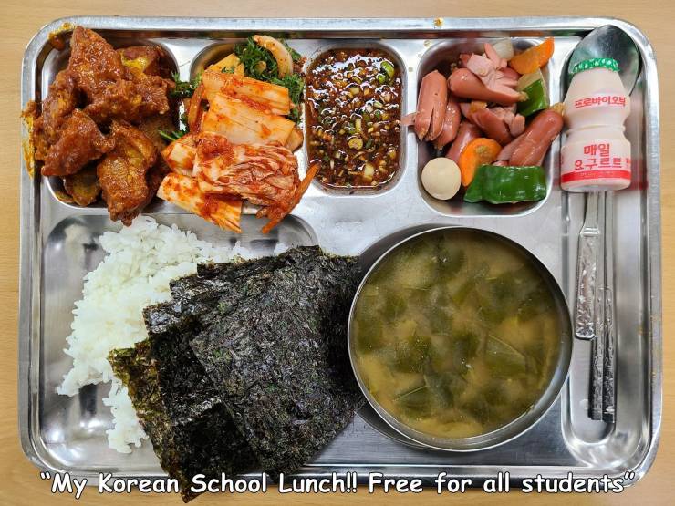 fun randoms - funny photos - meal - Case , "My Korean School Lunch!! Free for all students"