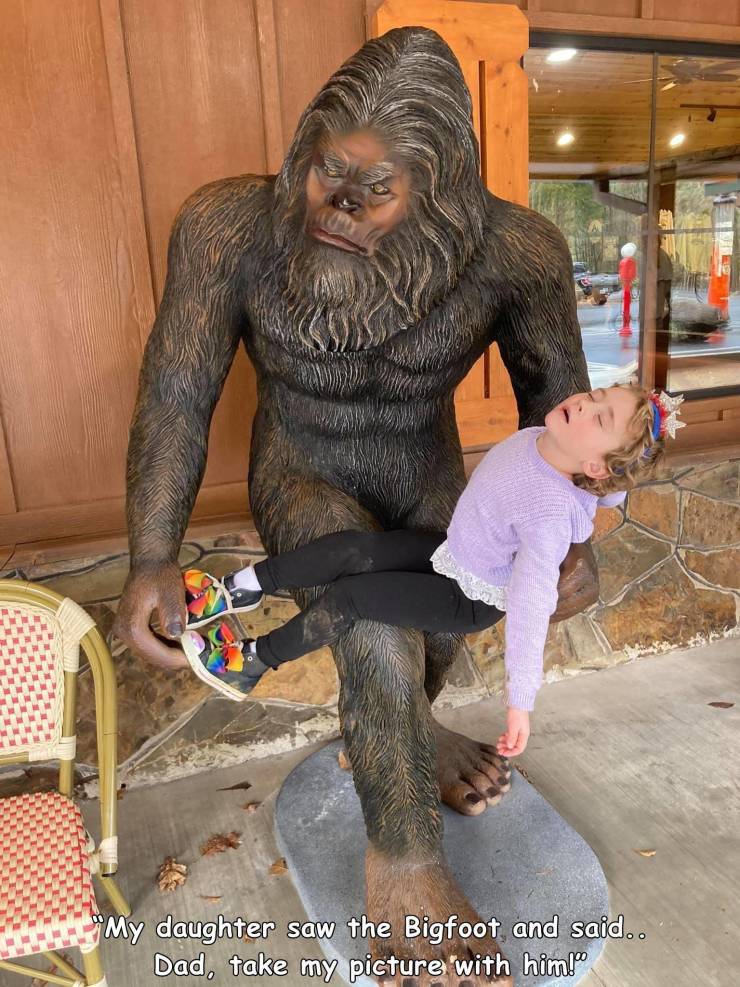 temple - My daughter saw the Bigfoot and said.. Dad, take my picture with him!"