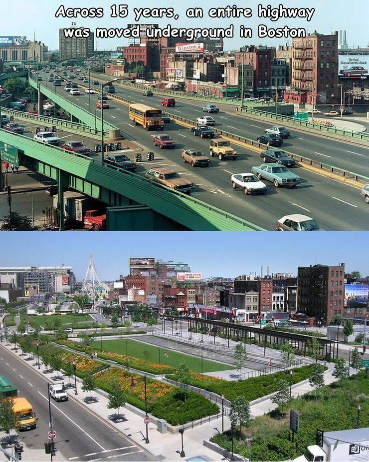 boston before and after - Across 15 years, an entire highway was moved underground in Boston. Fossi Berite 3ds Winston Martat 29 Da On