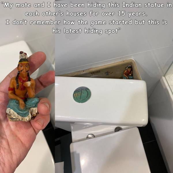 awesome random pics and photos - sink - "My mate and I have been hiding this Indian statue in each other's houses for over 15 years. I don't remember how the game started but this is his latest hiding spot"